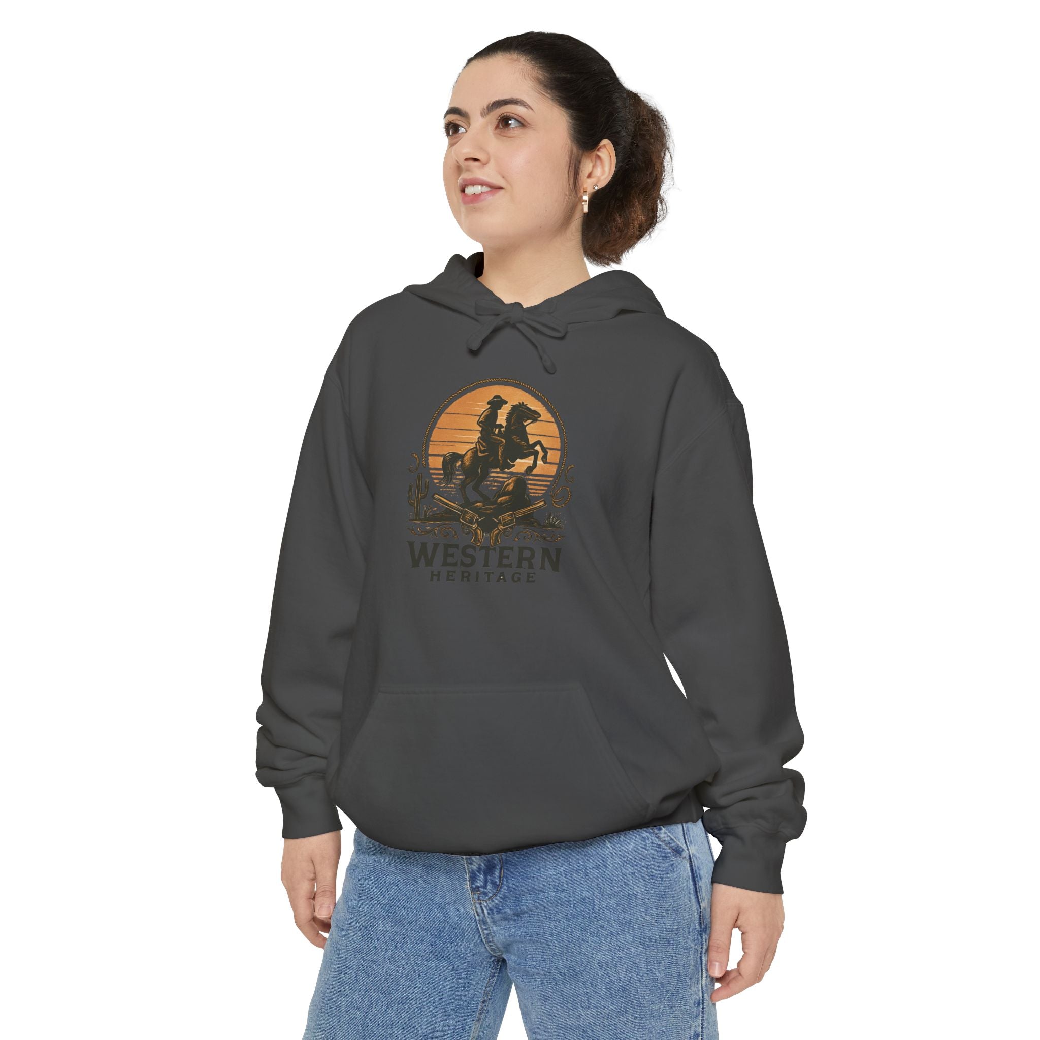 Western Sunset Hoodie — Vintage Cowboy Graphic Pullover