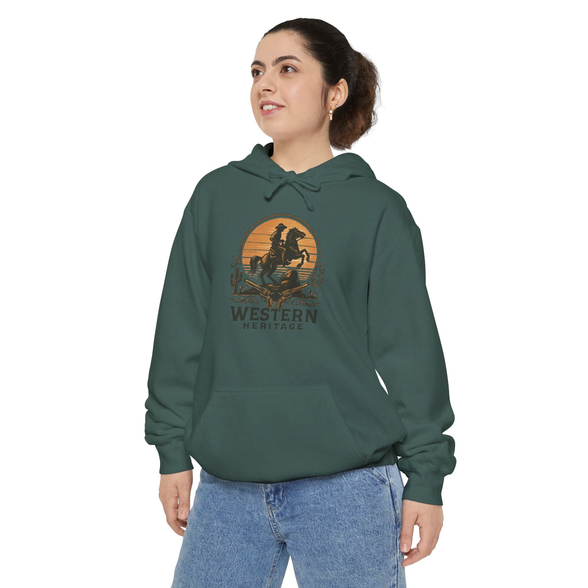 Western Sunset Hoodie — Vintage Cowboy Graphic Pullover