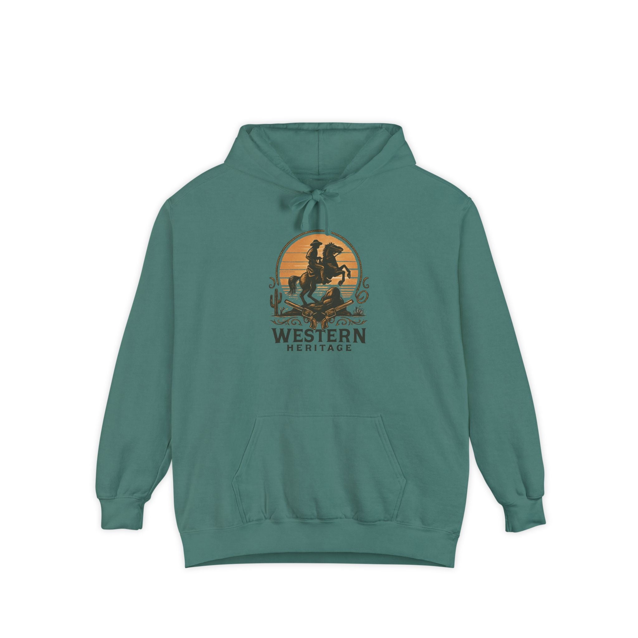 Western Sunset Hoodie — Vintage Cowboy Graphic Pullover