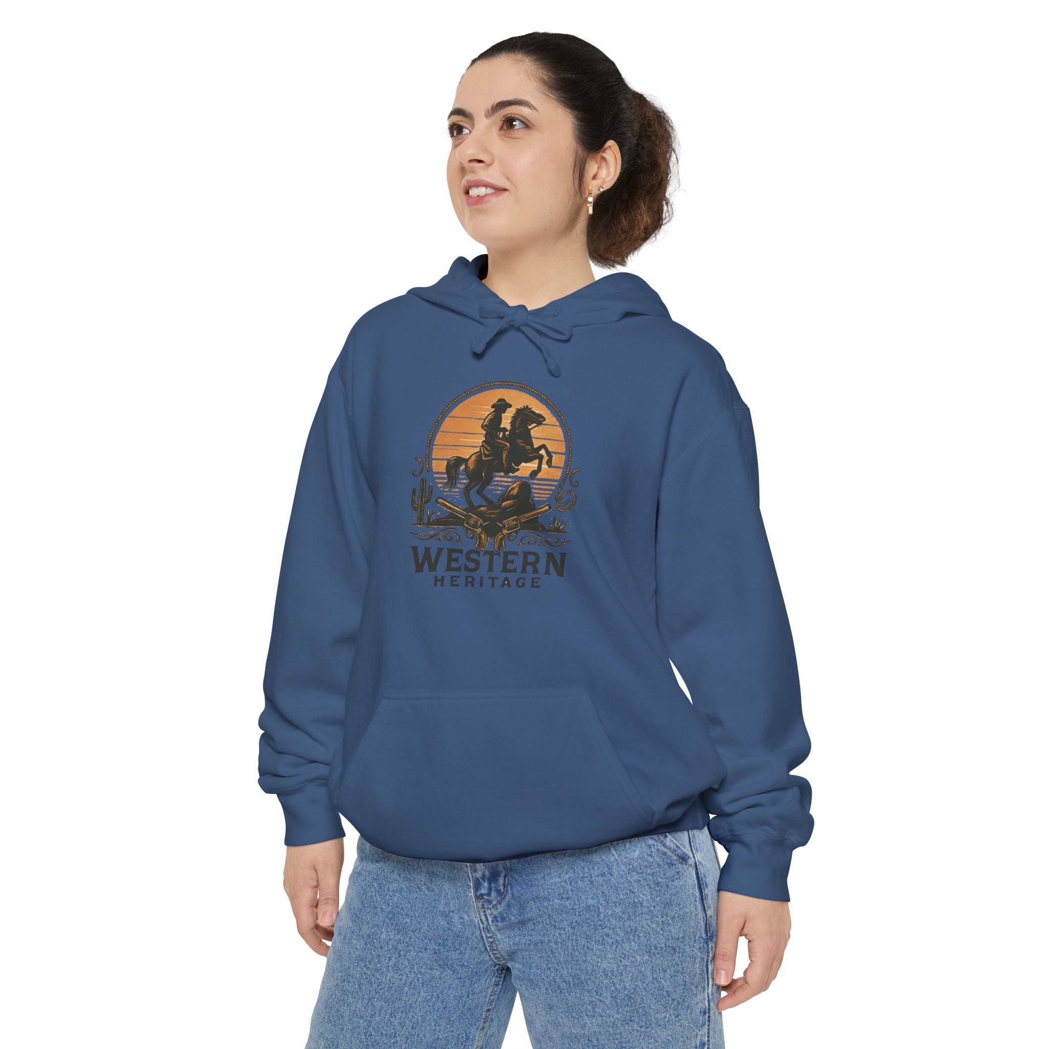 Western Sunset Hoodie — Vintage Cowboy Graphic Pullover