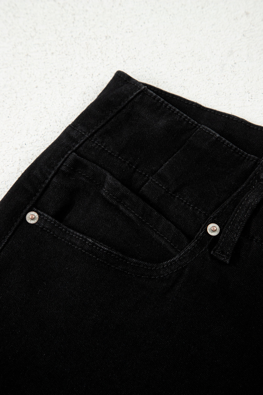 Black 2-Button High Waist Wide Leg Jeans