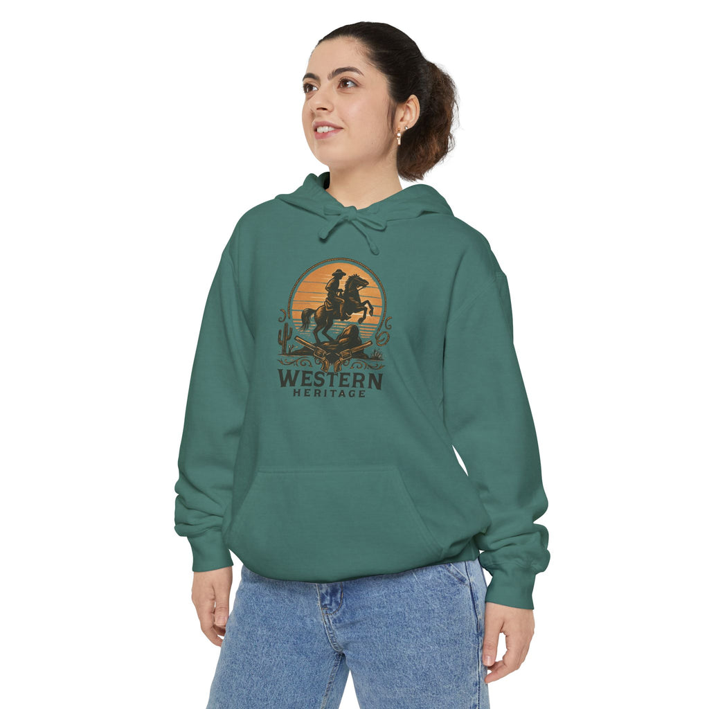 Western Sunset Hoodie — Vintage Cowboy Graphic Pullover