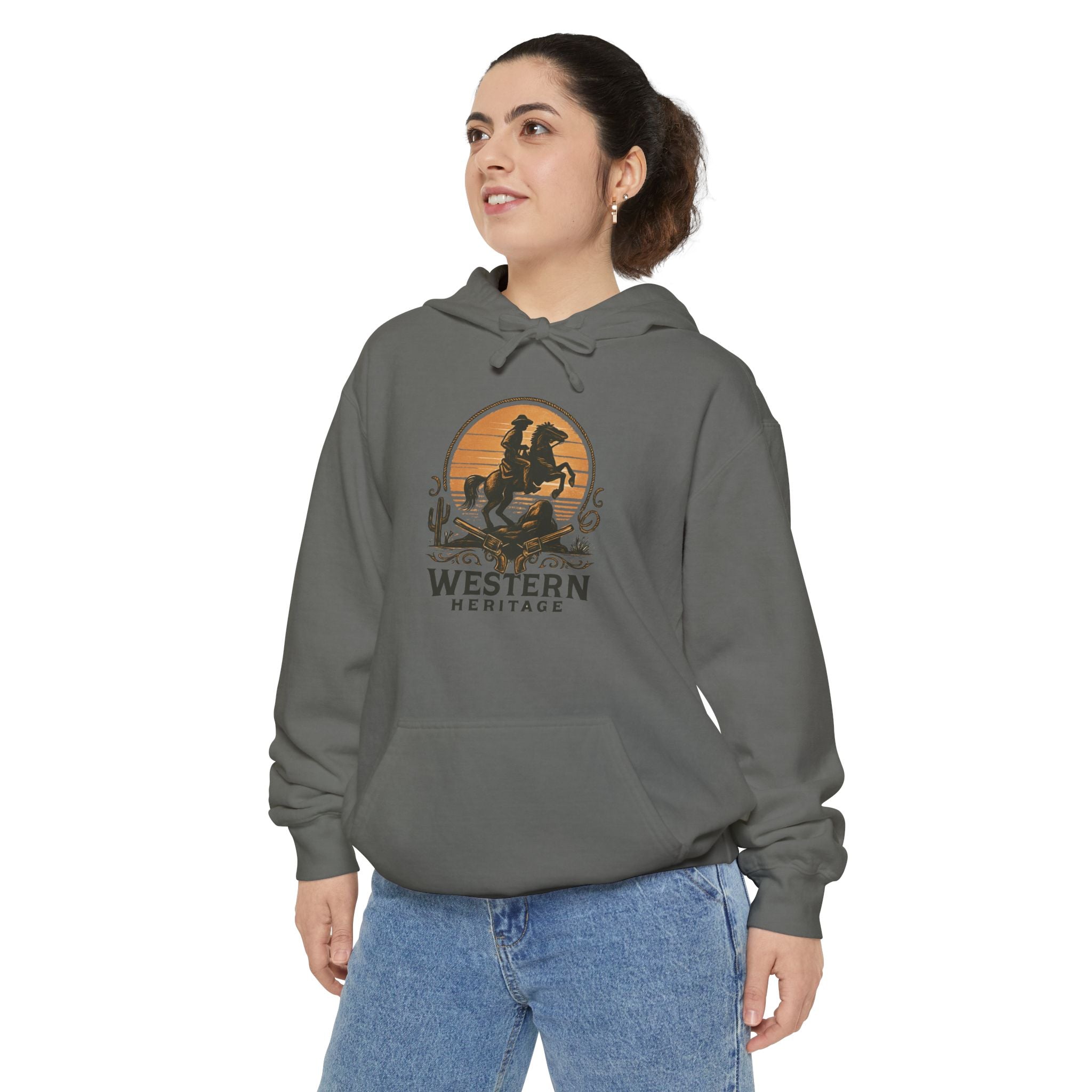 Western Sunset Hoodie — Vintage Cowboy Graphic Pullover