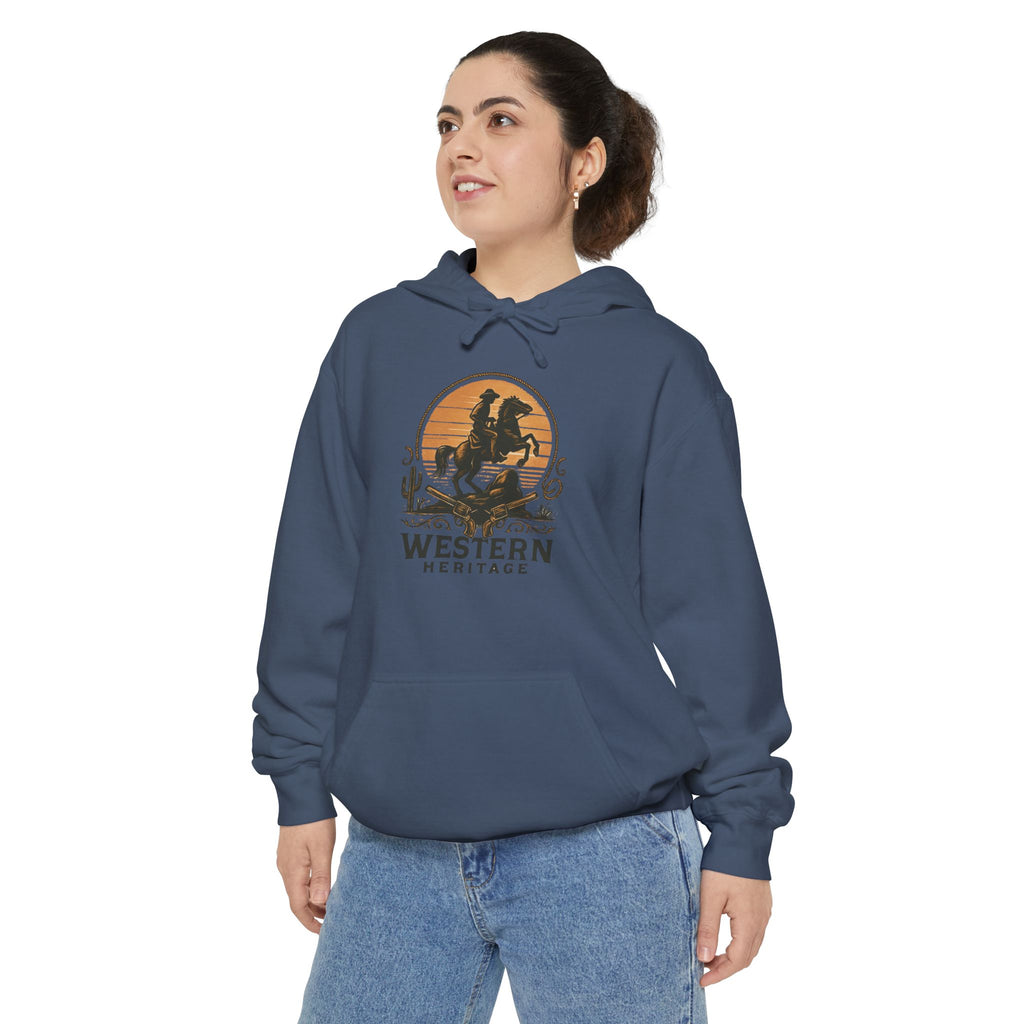Western Sunset Hoodie — Vintage Cowboy Graphic Pullover