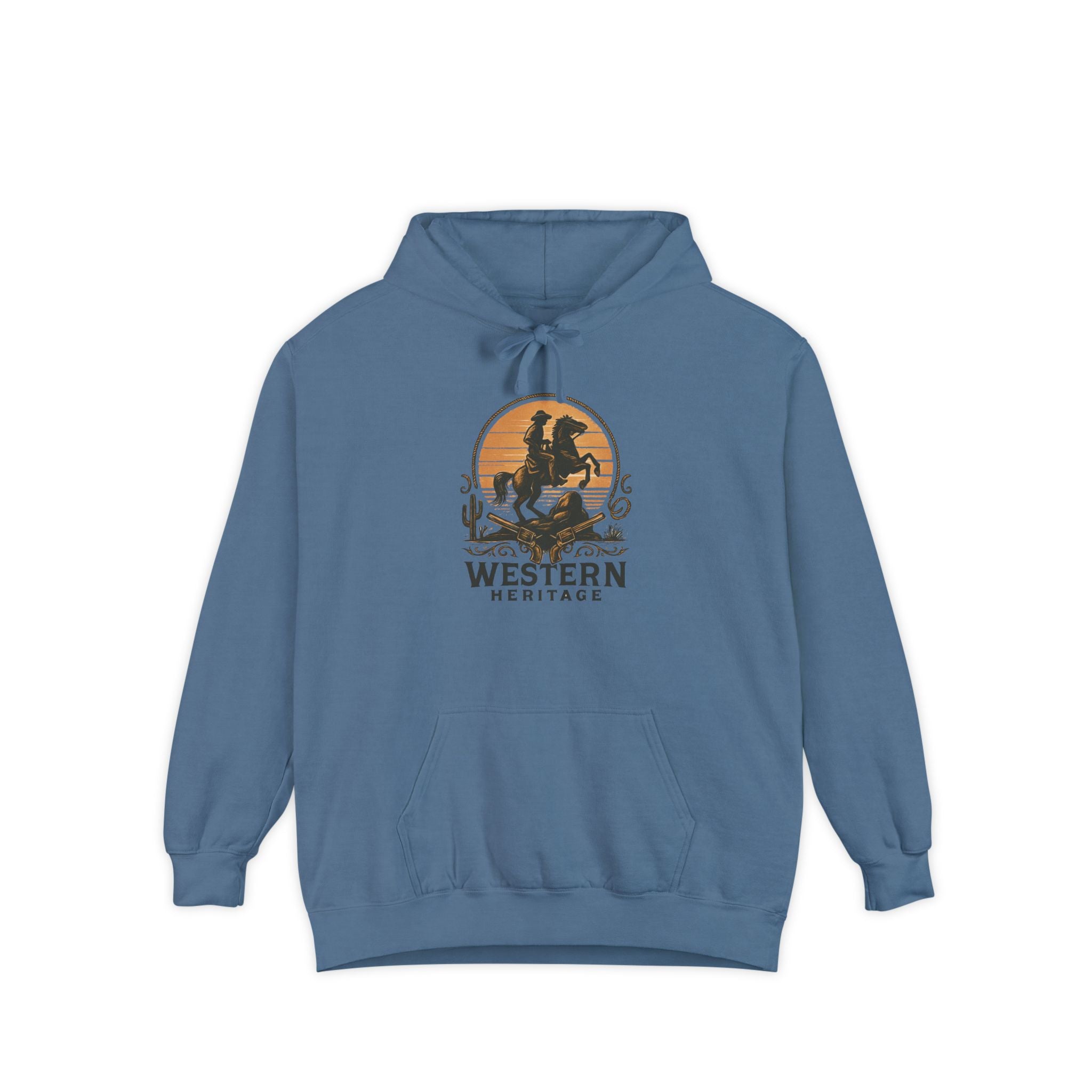 Western Sunset Hoodie — Vintage Cowboy Graphic Pullover