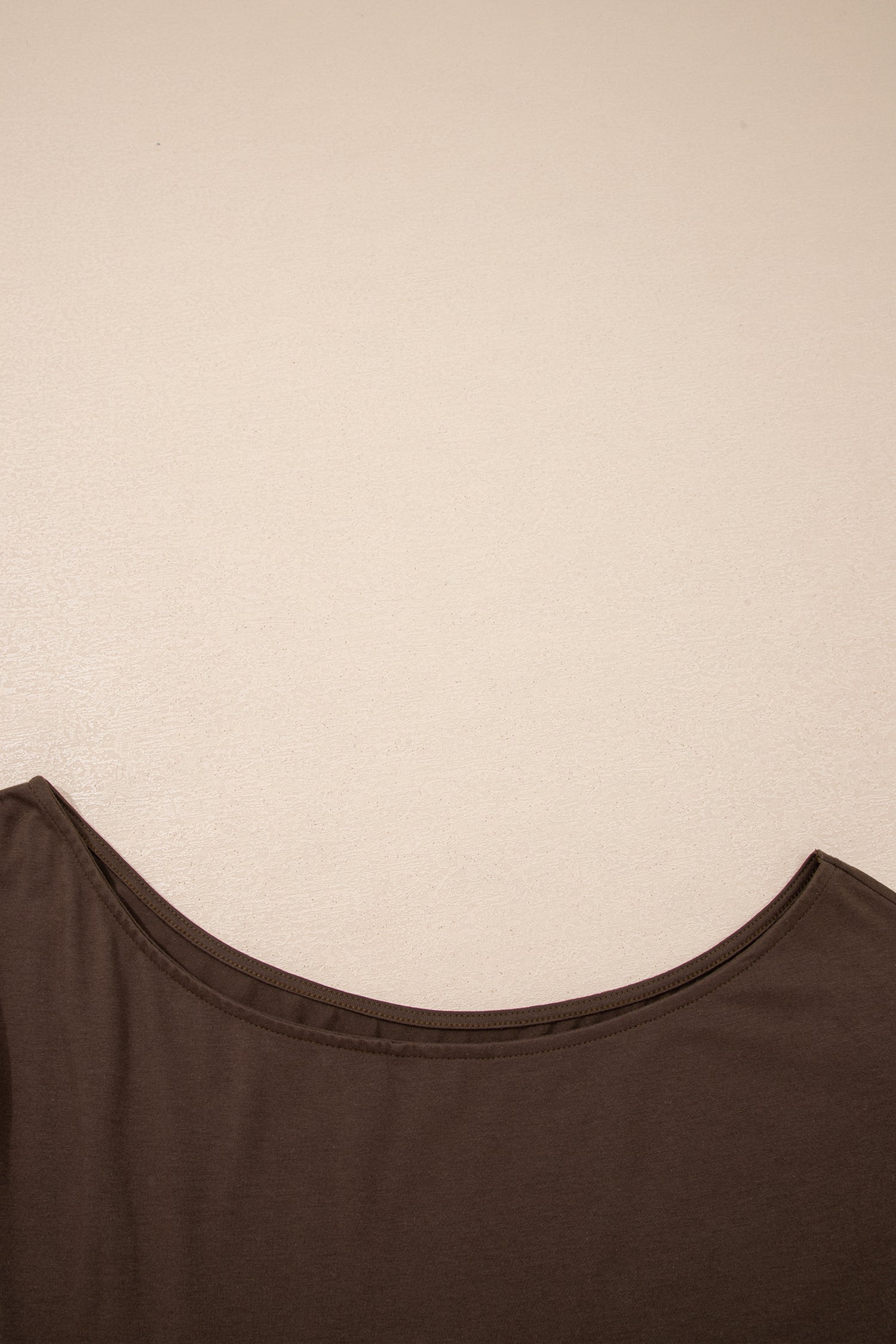 Coffee Plus Size Solid Color Asymmetric Neck Short Sleeve Blouse