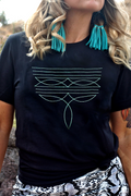 Black Western Fashion Geometric Embroidered T Shirt