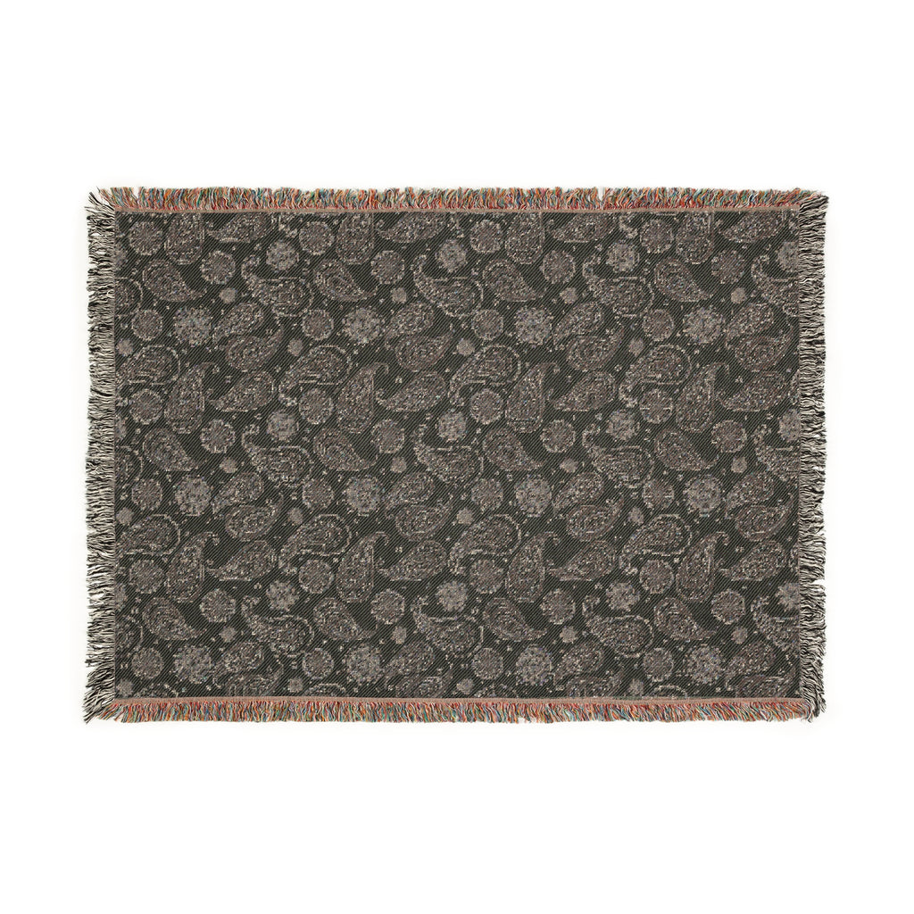 Paisley Print Woven Throw Blanket — Reversible Pattern Cozy Throw
