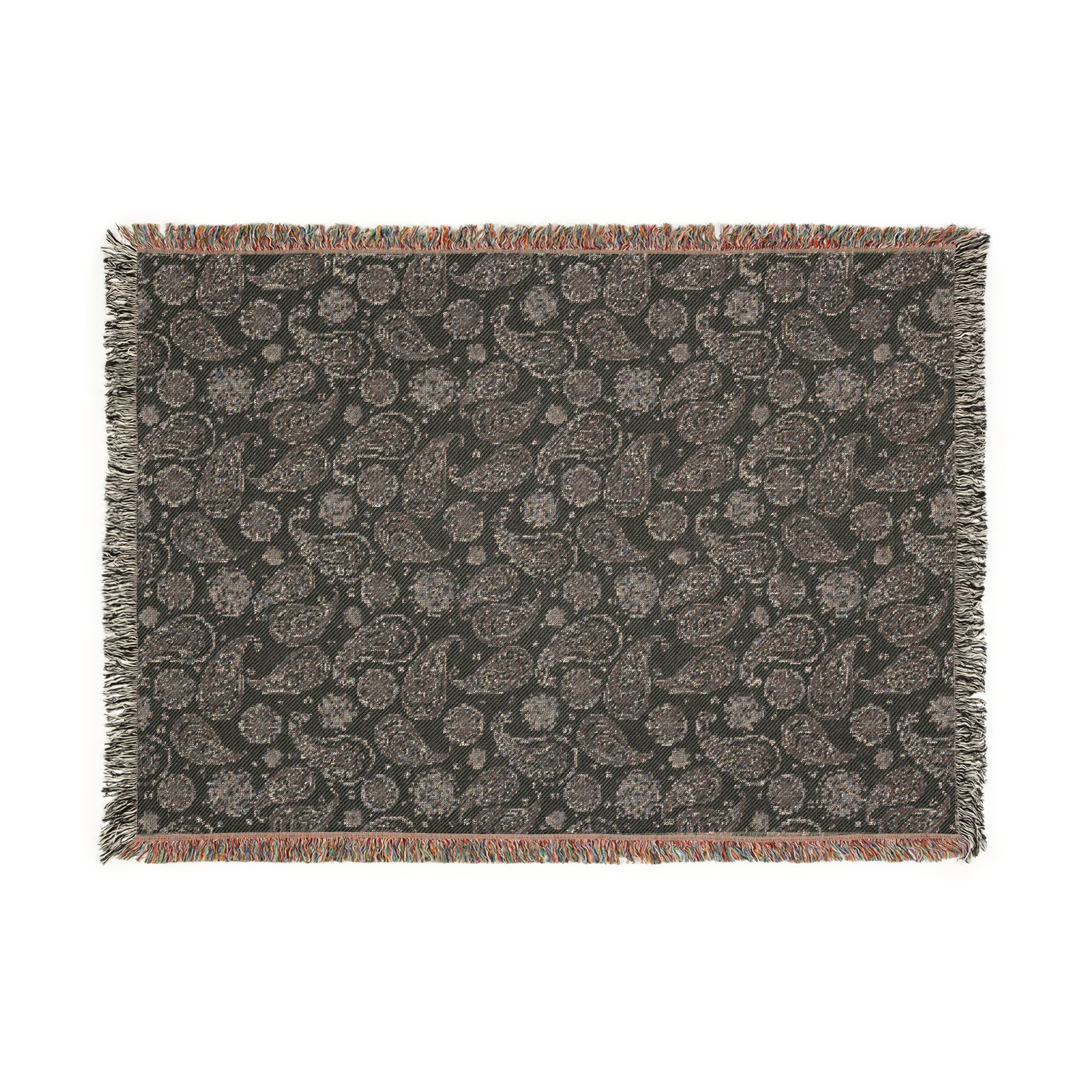 Paisley Print Woven Throw Blanket — Reversible Pattern Cozy Throw