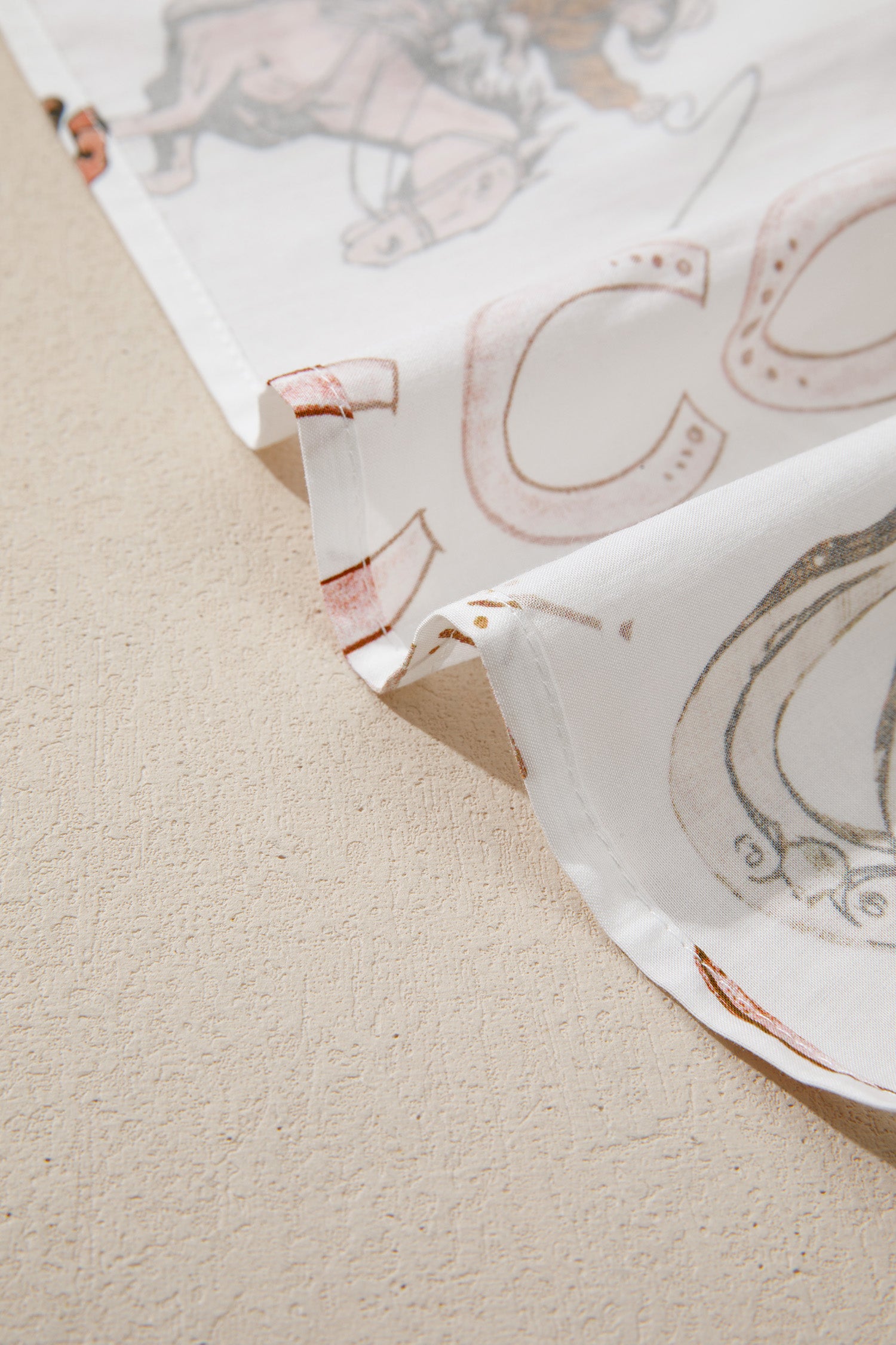 White Western Horseshoe Print U-Neck Sleeveless Midi Dress