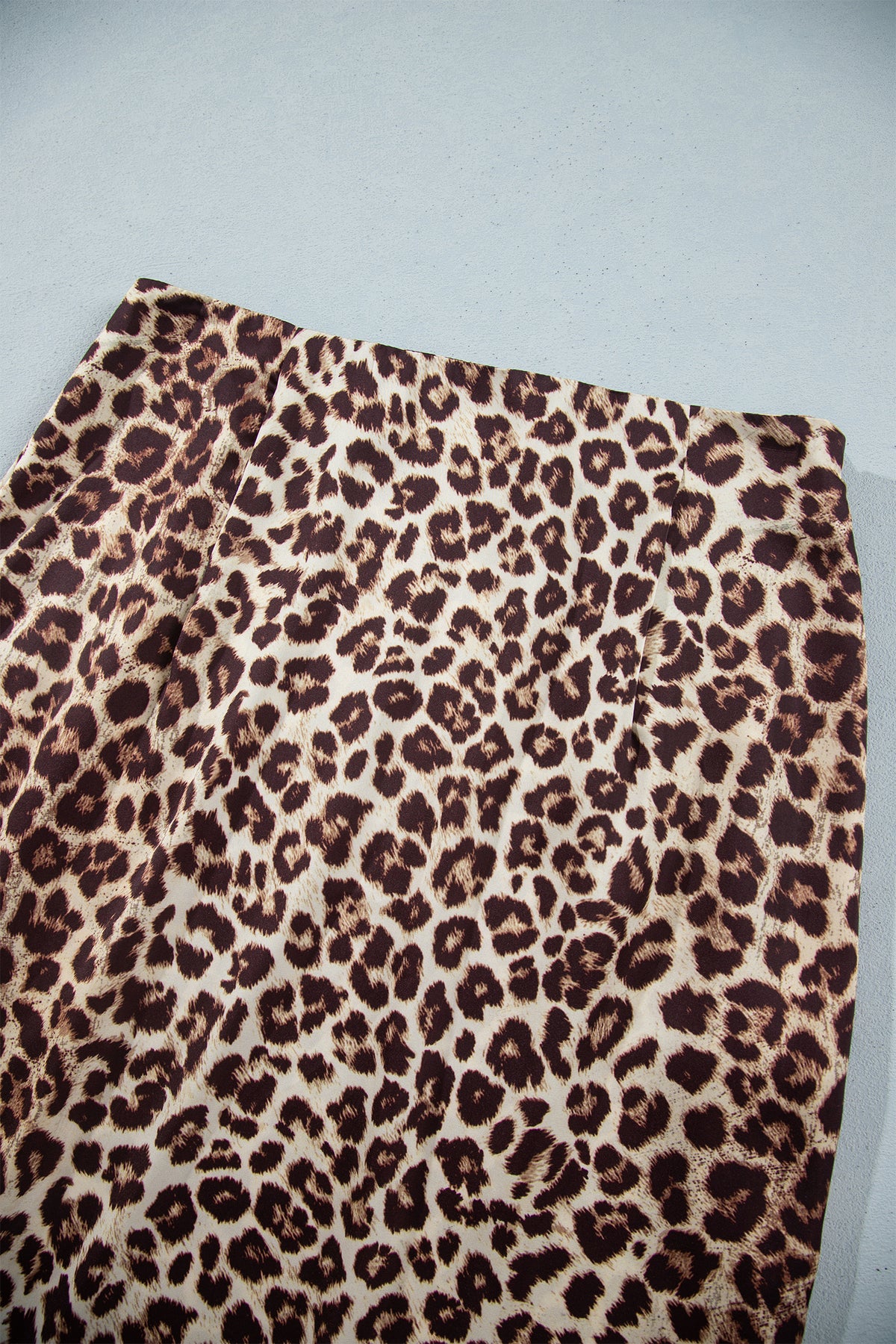 Brown Cheetah Print Trim Split Long Western Skirt