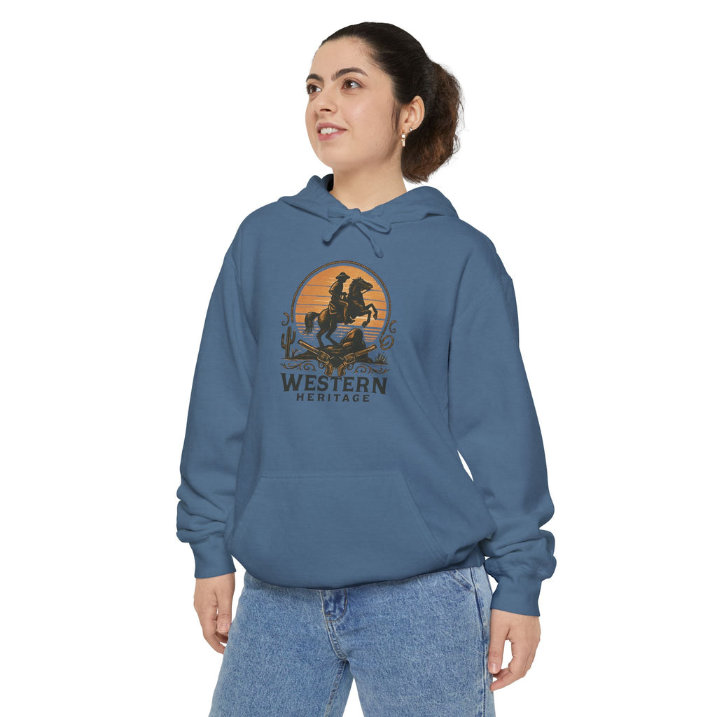 Western Sunset Hoodie — Vintage Cowboy Graphic Pullover