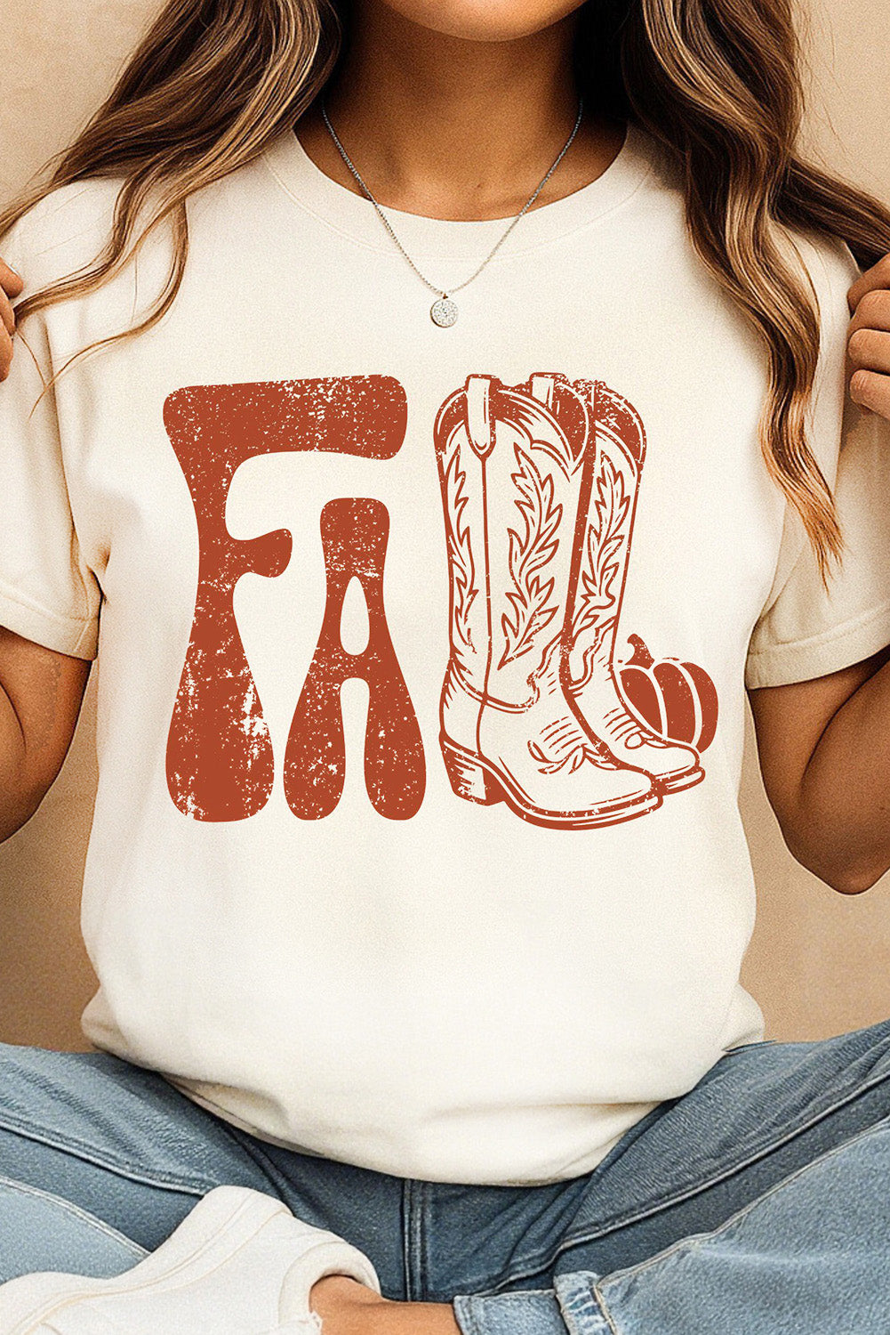 White FALL Boots Cracking Graphic T Shirt