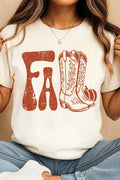 White FALL Boots Cracking Graphic T Shirt