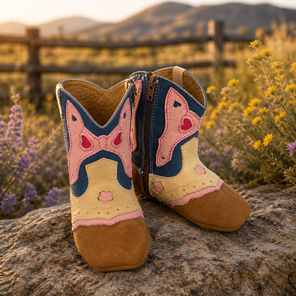Butterfly pink and Blue Baby Cowgirl Boots
