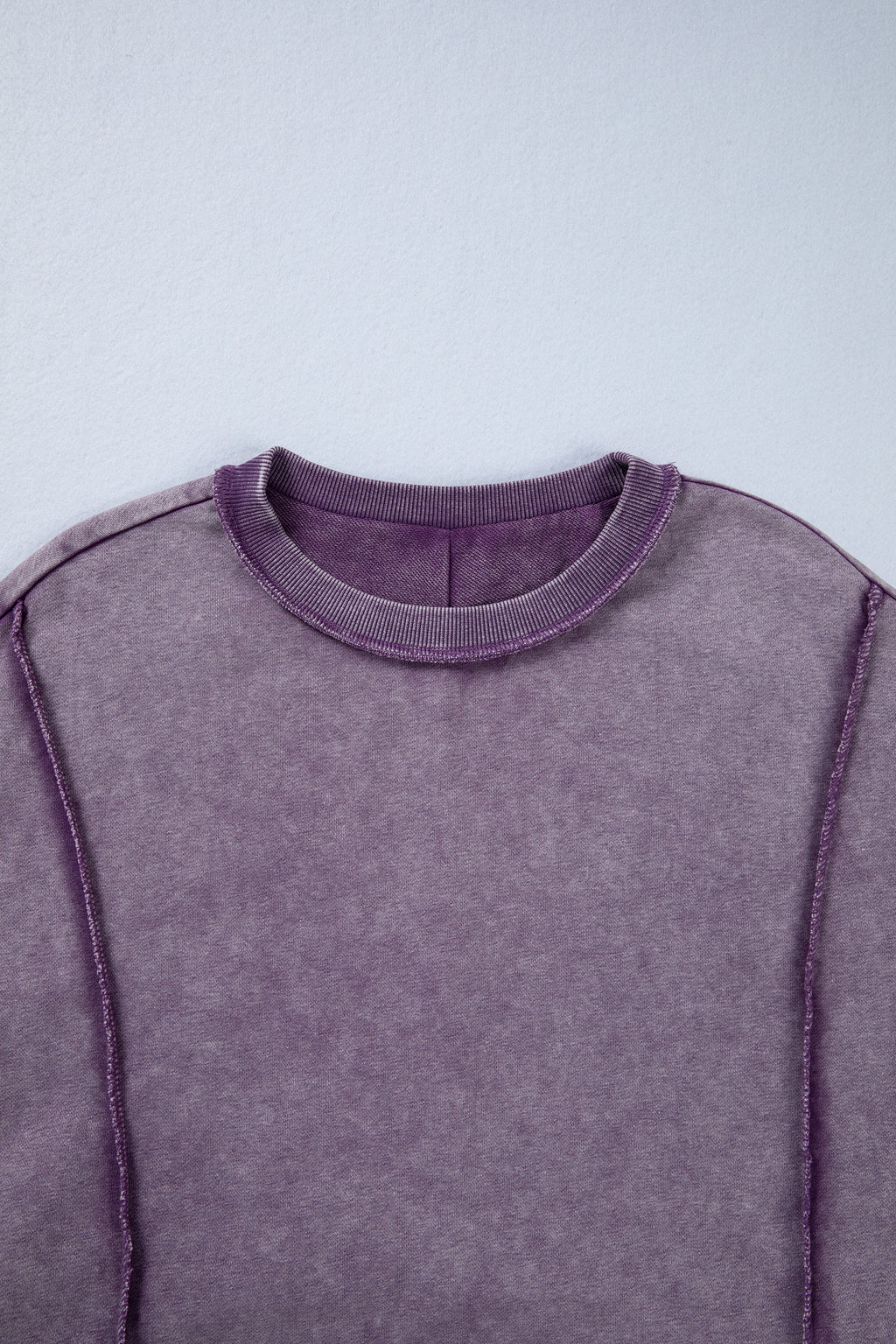 Valerian Mineral Wash Exposed Seam Side Slit Sweatshirt