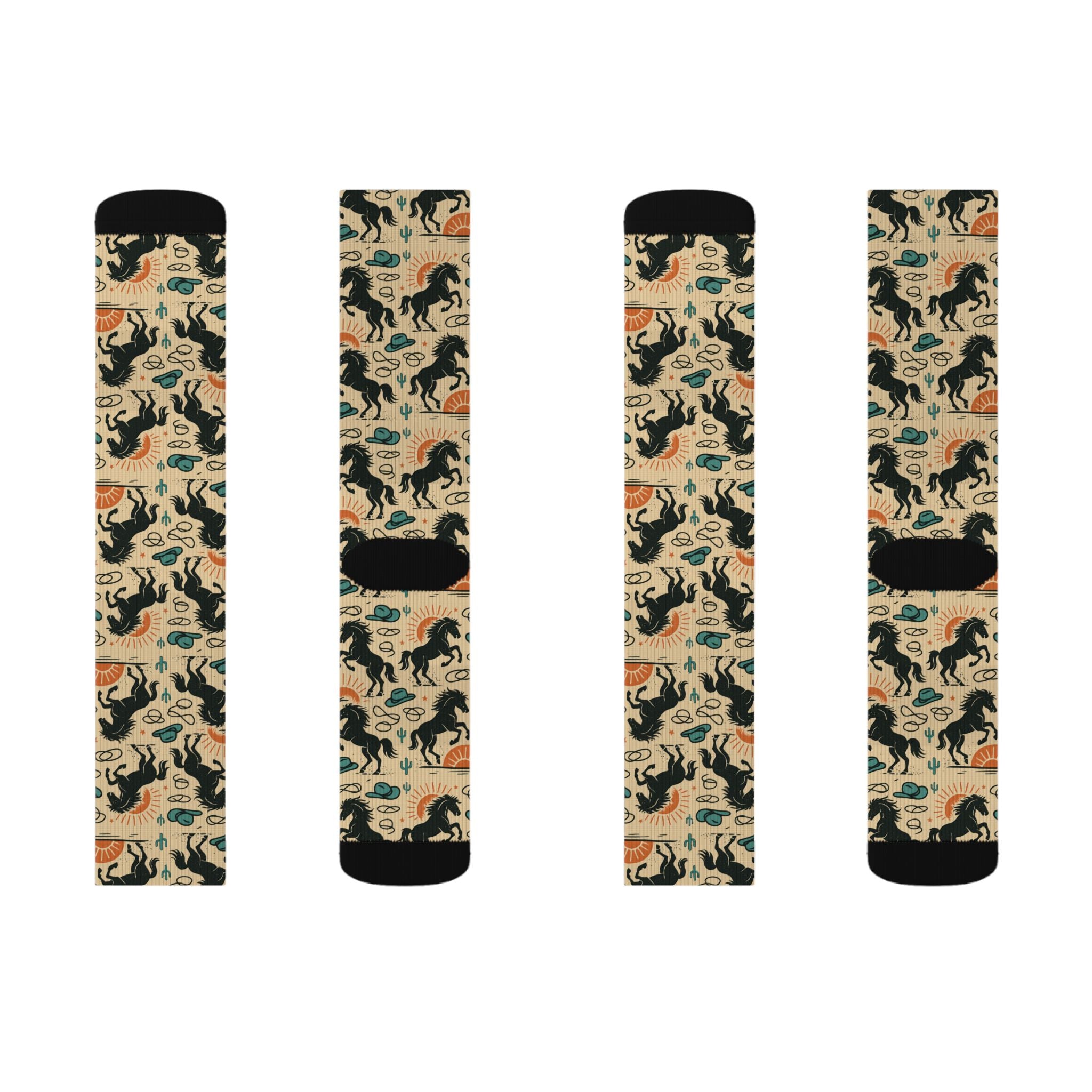 Bronc Pattern Sublimation Socks — Desert Plant Crew Socks