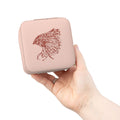 Compact Pink Jewelry Travel Case — Feathered Eagle Design, Ring & Earring Organizer