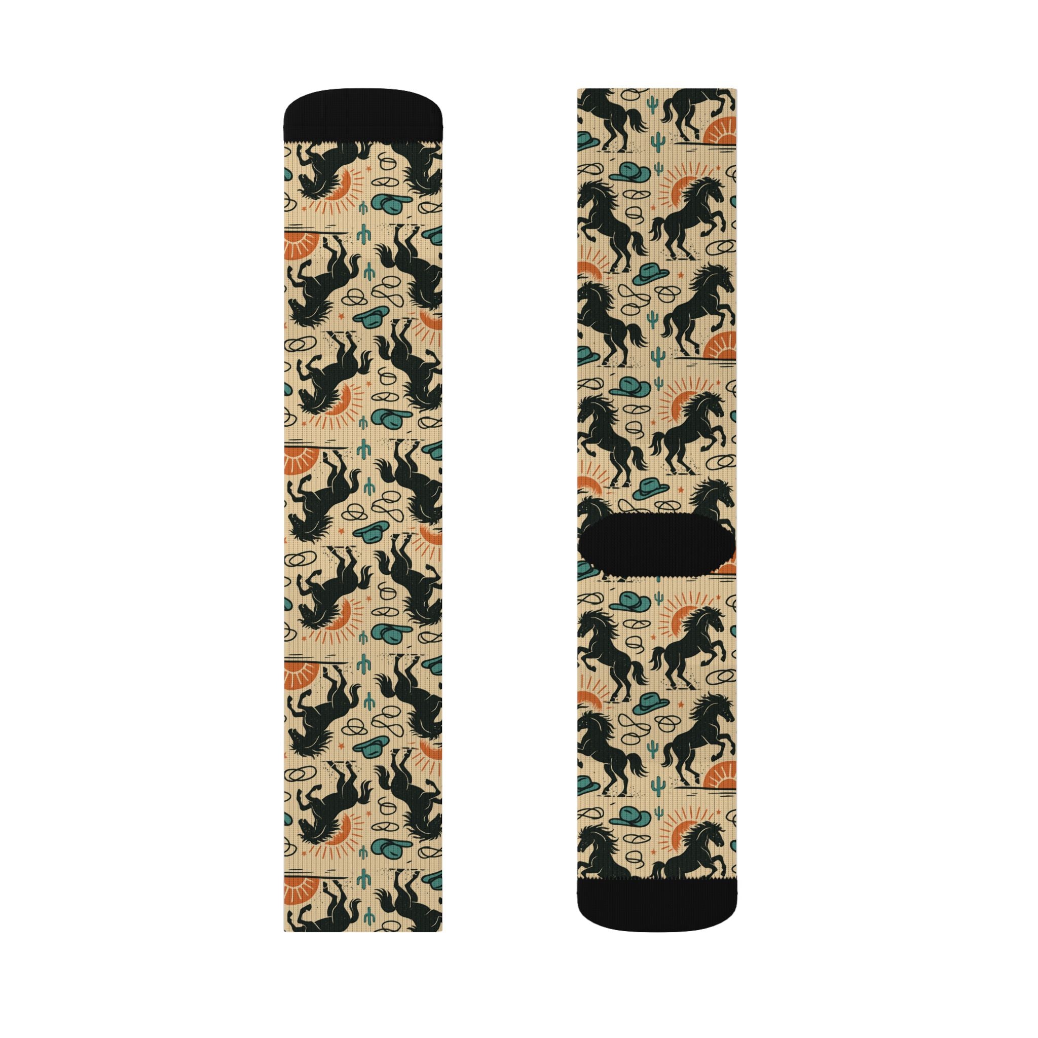 Bronc Pattern Sublimation Socks — Desert Plant Crew Socks