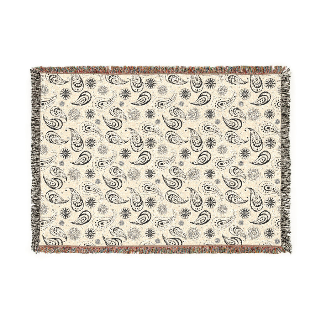 Paisley Print Woven Throw Blanket — Reversible Pattern Cozy Throw