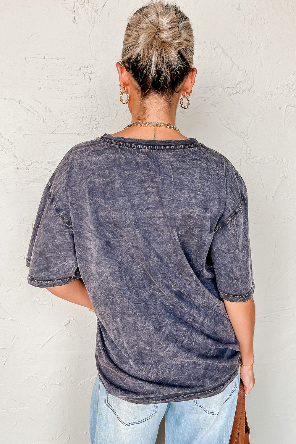 Medium Grey TEXAS Steer Head Graphic Mineral Wash Oversized T Shirt