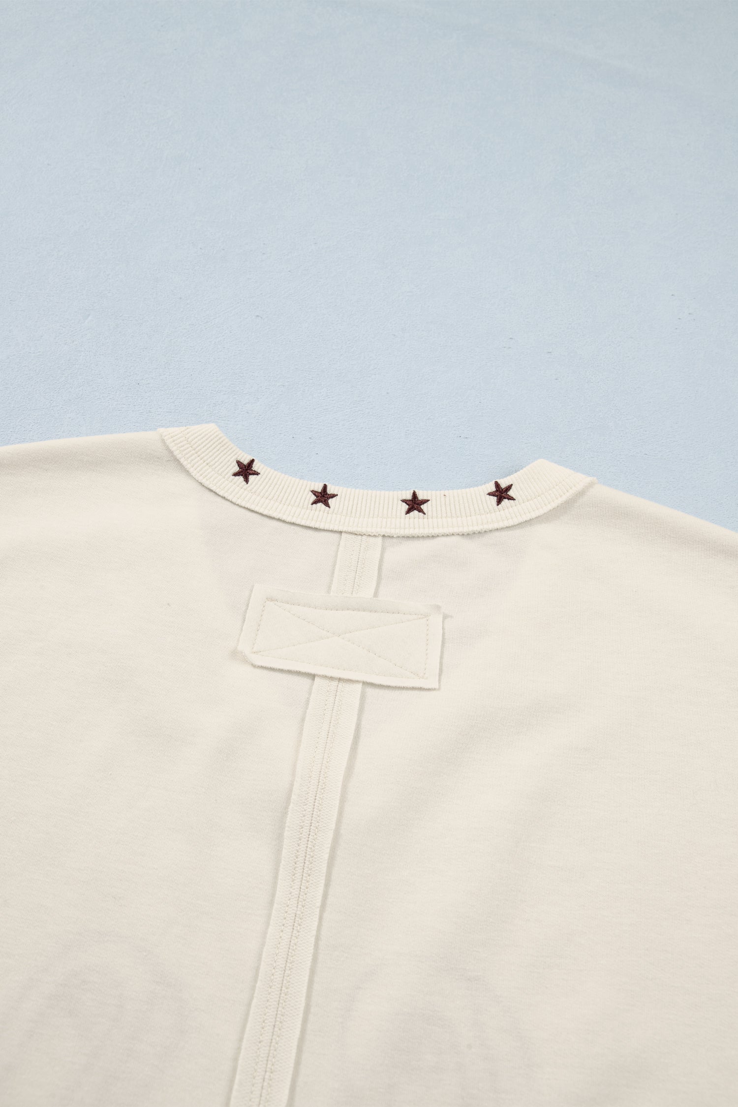 White Horseshoe Embroidered Star Trim V Neck Loose Tank Top