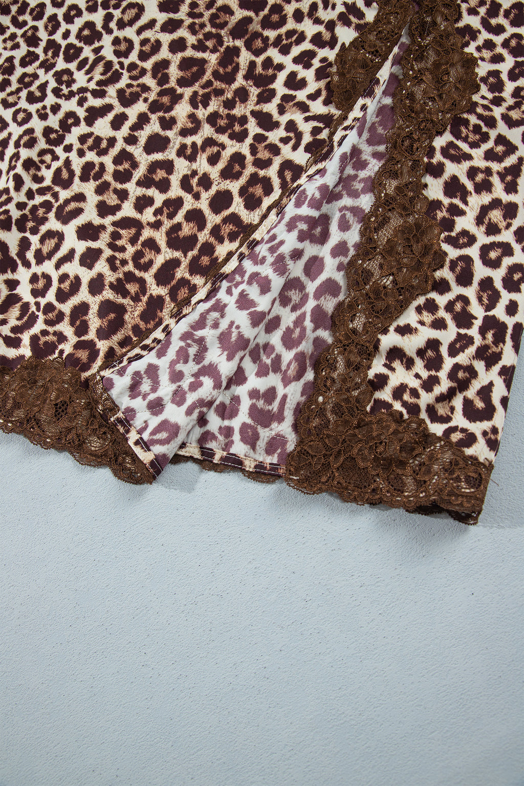 Brown Cheetah Print Trim Split Long Western Skirt