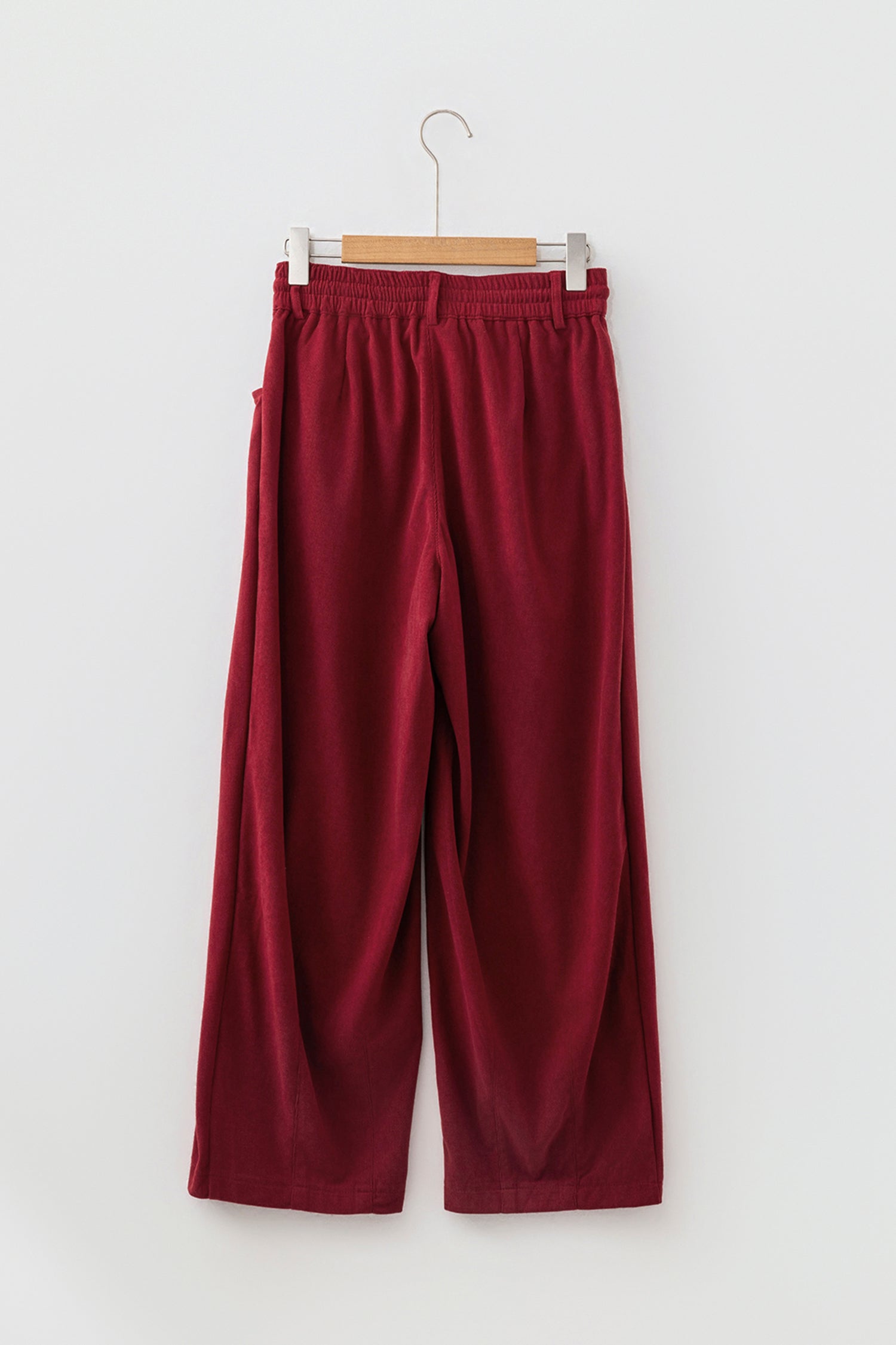 Racing Red Elastic Waist Drawstring Corduroy Casual Pants