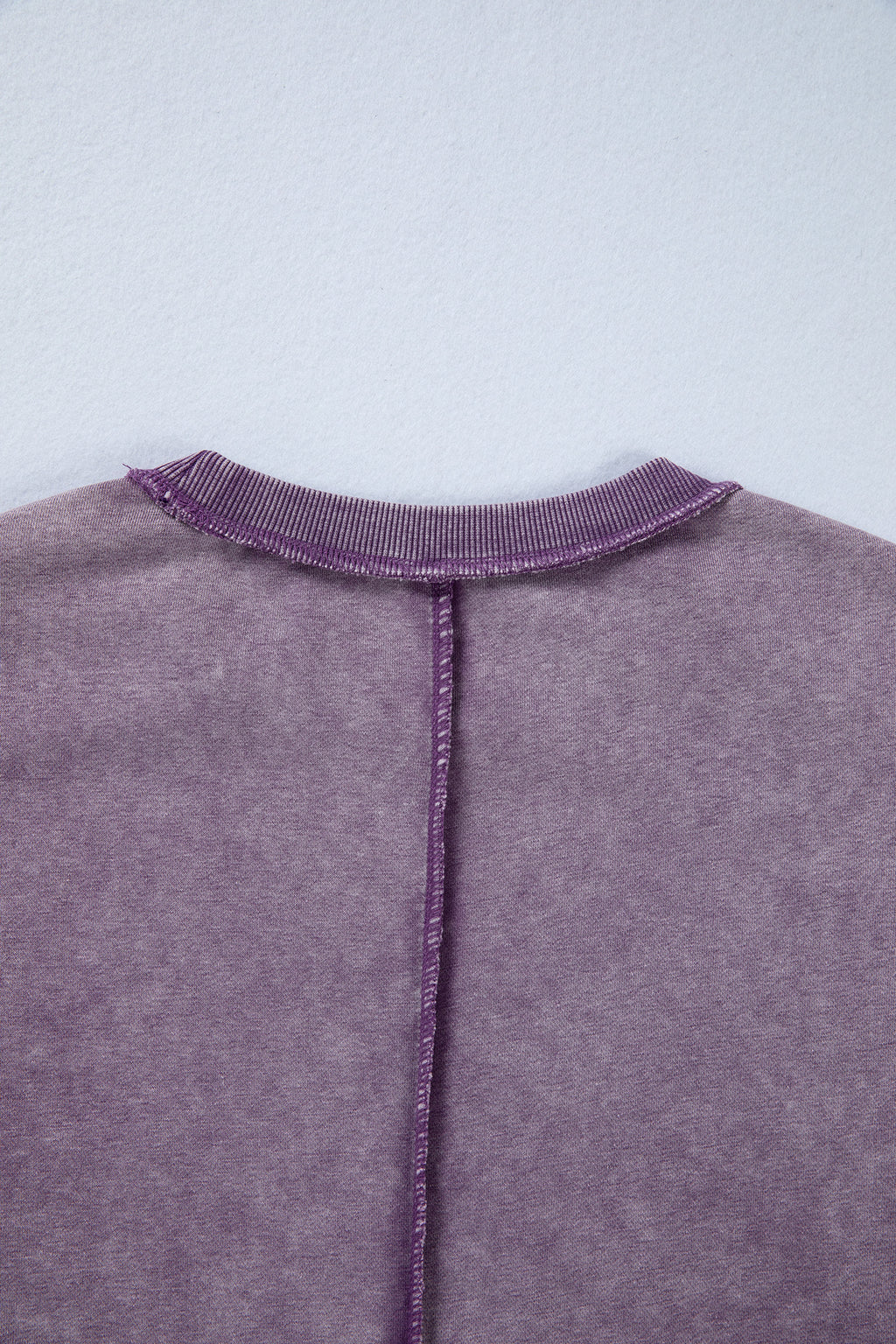 Valerian Mineral Wash Exposed Seam Side Slit Sweatshirt